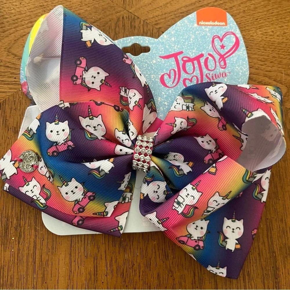 Nwt JoJo siwa bundle lot 7” hair bows 5 total snowflake unicorn rainbow